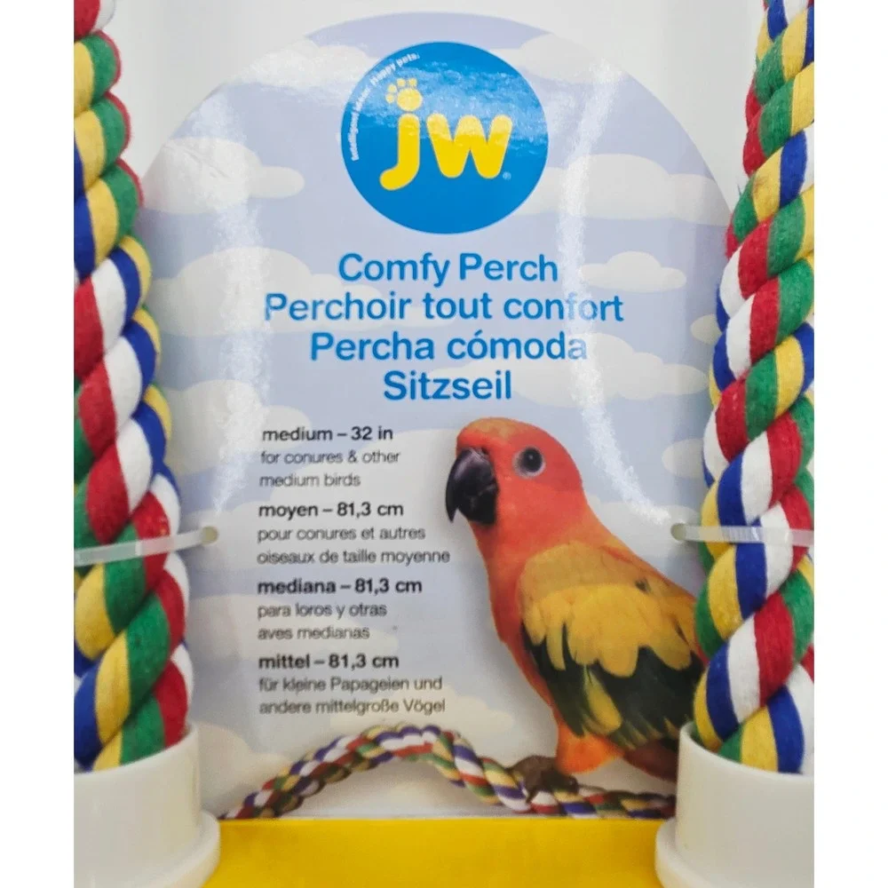 JW Pet Comfy Perch Medium 32 Inch Flexible Rope Bird Perch Multi Color 31211 NEW